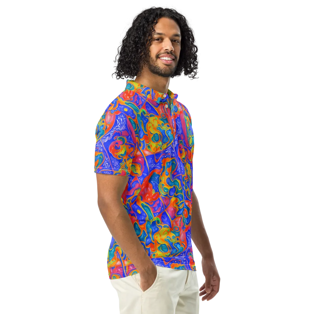 Flamewave Mosaic on Men's Slim Fit Polo Shirt — Right Front