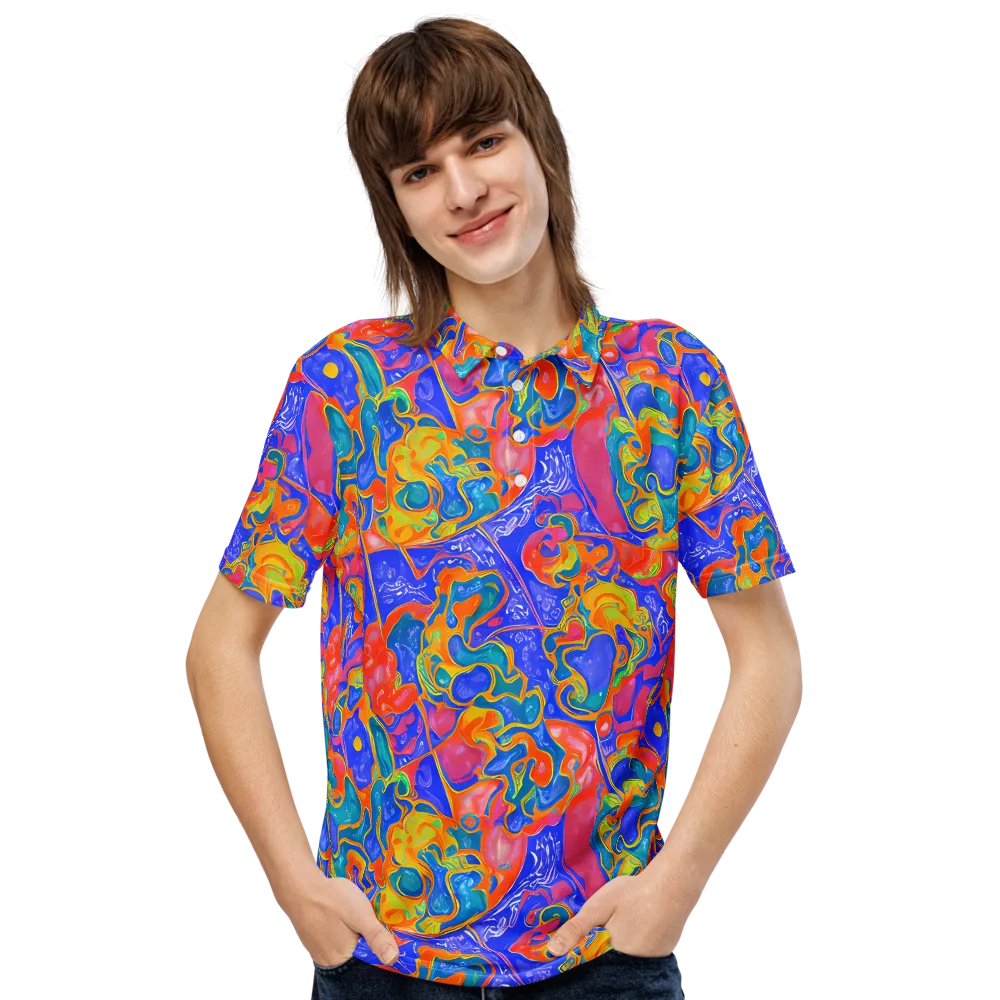 Flamewave Mosaic on Men's Slim Fit Polo Shirt — Front