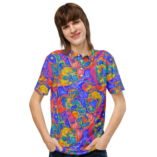 Flamewave Mosaic on a Men's Slim Fit Polo Shirt
