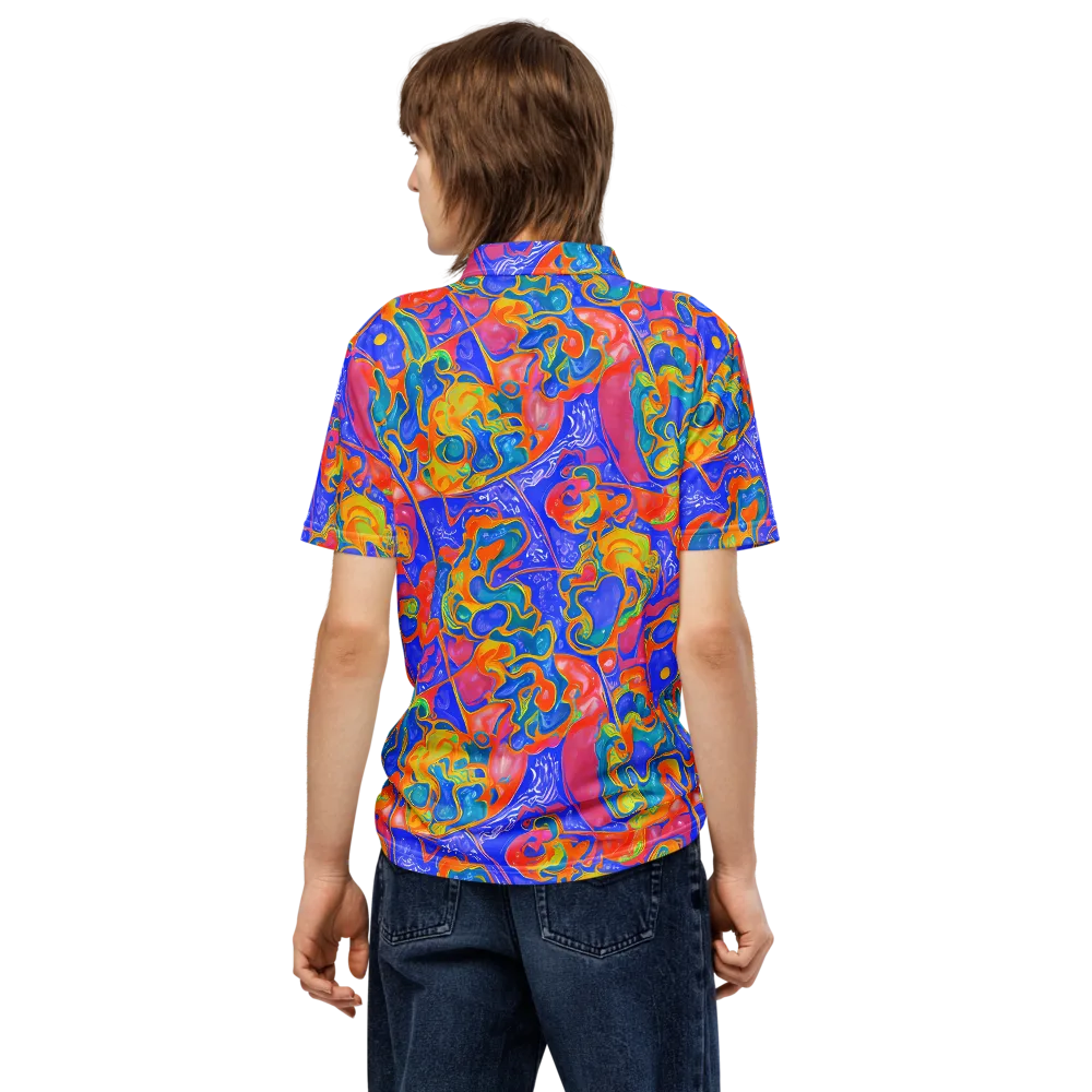 Flamewave Mosaic on Men's Slim Fit Polo Shirt — Back