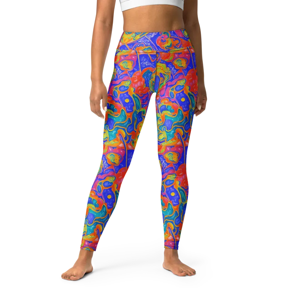 Flamewave Mosaic on Yoga Leggings — Front