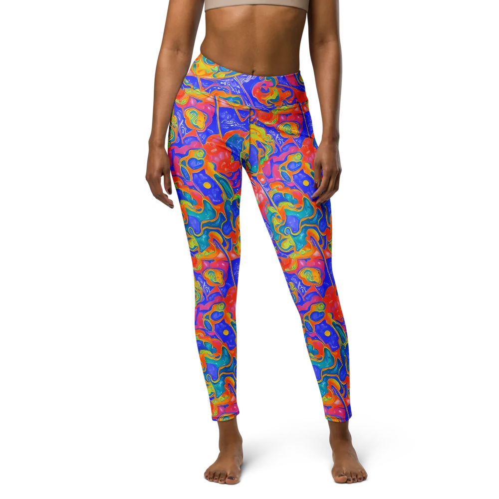 Flamewave Mosaic on Yoga Leggings — Front