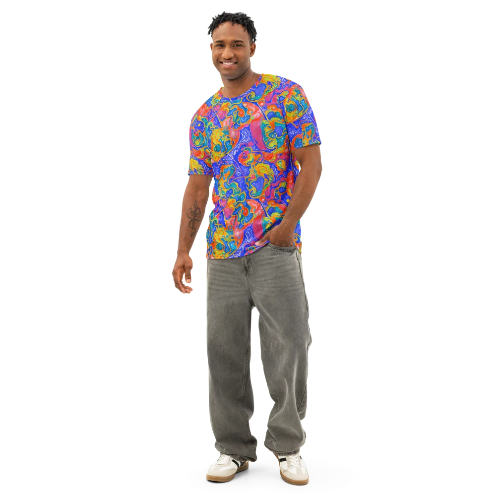 Flamewave Mosaic on Men's Cotton Crew Neck T-Shirt — Front