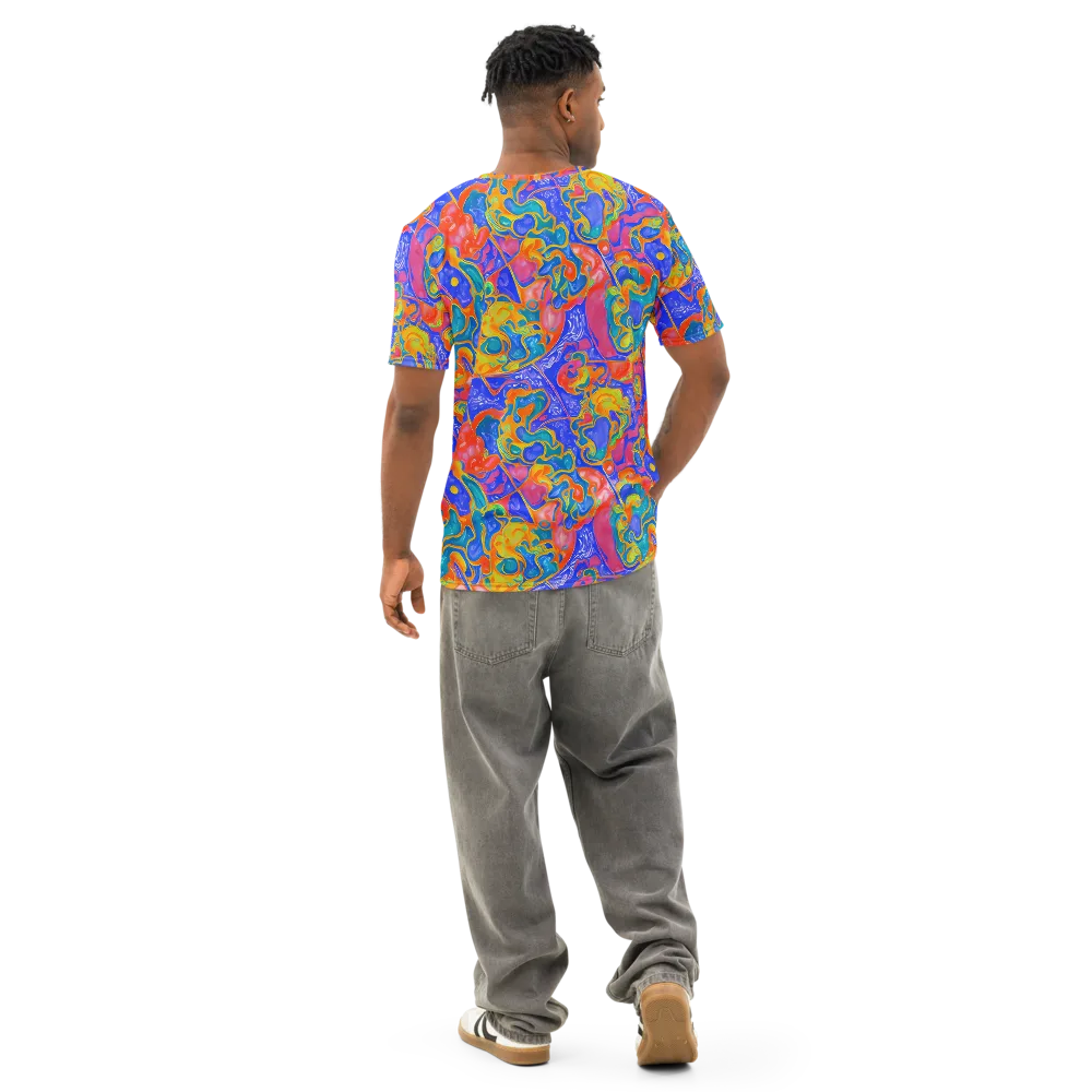 Flamewave Mosaic on Men's Cotton Crew Neck T-Shirt — Back