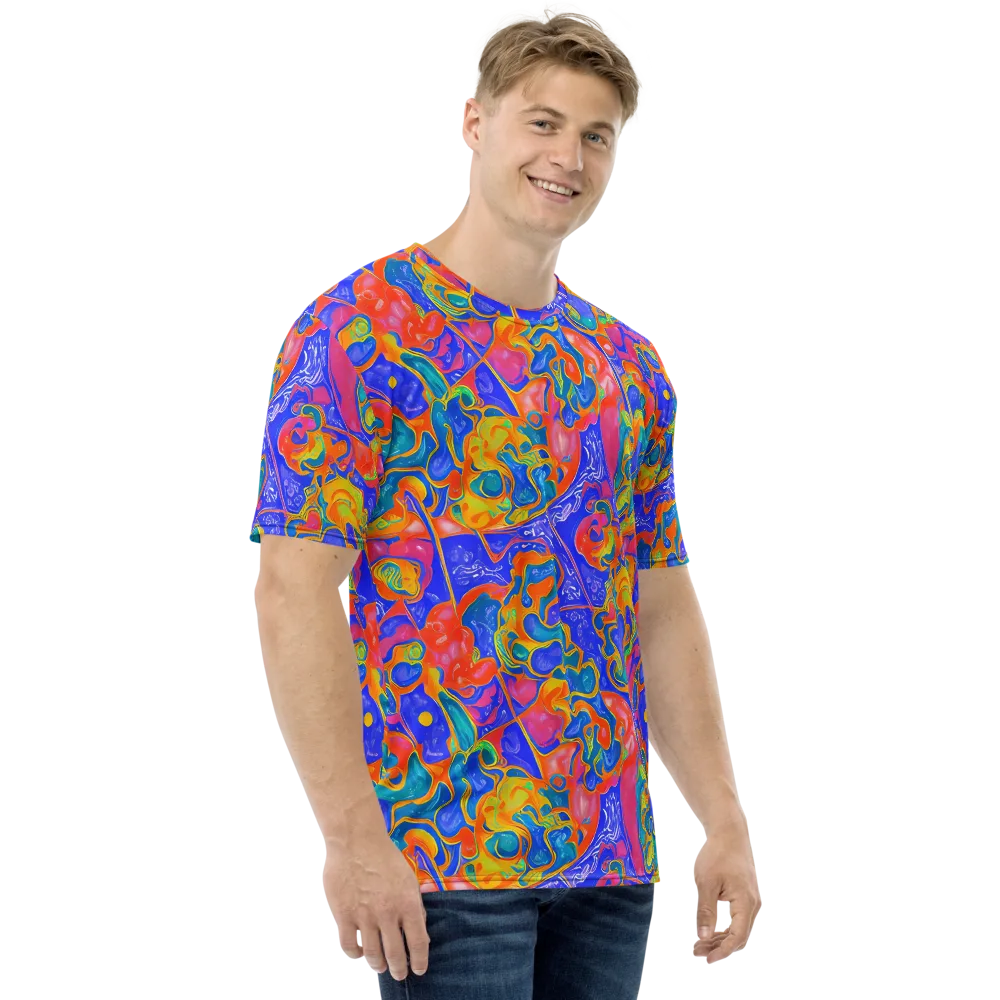 Flamewave Mosaic on Men's Crew Neck T-Shirt — Right