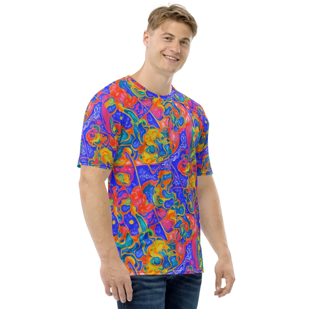 Flamewave Mosaic on Men's Crew Neck T-Shirt — Right