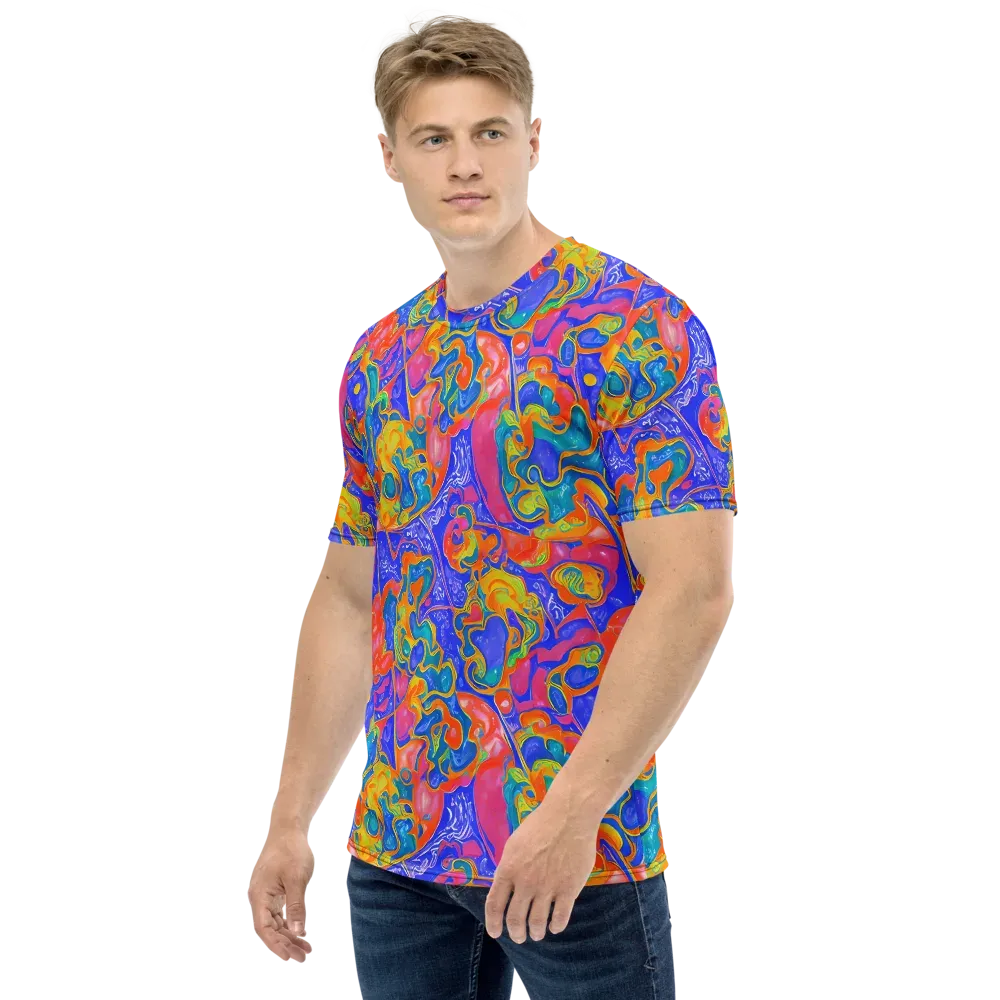 Flamewave Mosaic on Men's Crew Neck T-Shirt — Left