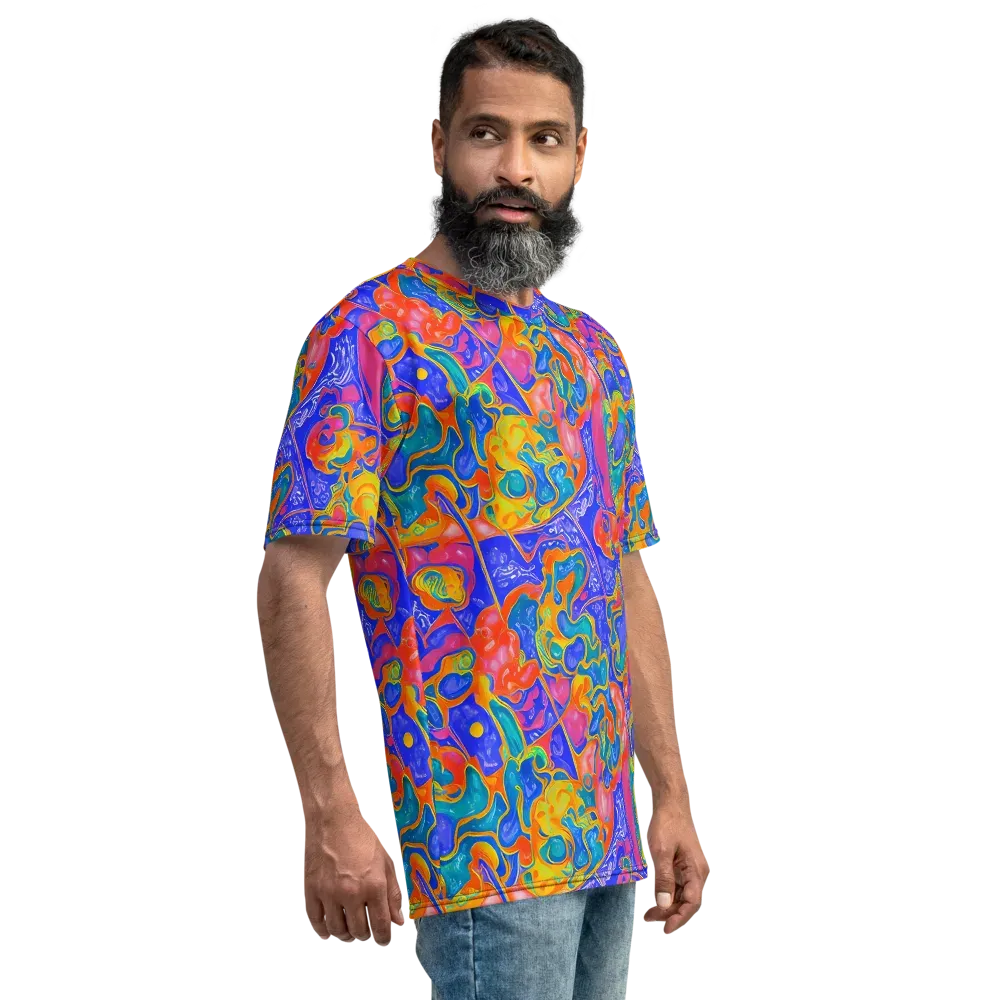 Flamewave Mosaic on Men's Crew Neck T-Shirt — Right