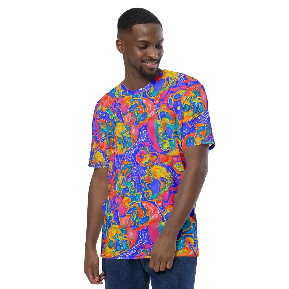 Flamewave Mosaic on Men's Crew Neck T-Shirt — Left