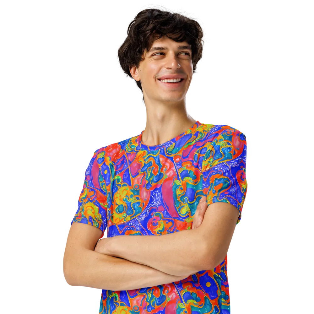 Flamewave Mosaic on Men's Crew Neck T-Shirt — Left Front