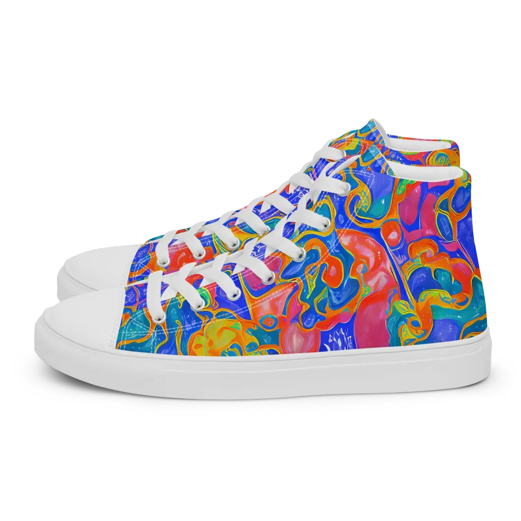 Flamewave Mosaic on Men's High Top Canvas Shoes — Left