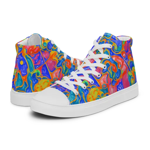Flamewave Mosaic on a Men's High Top Canvas Shoes