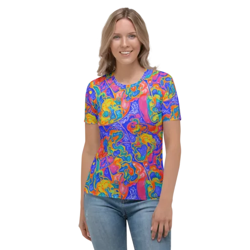 Flamewave Mosaic on a Women's Crew Neck T-Shirt