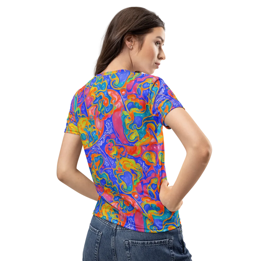 Flamewave Mosaic on Women's Crew Neck T-Shirt — Back