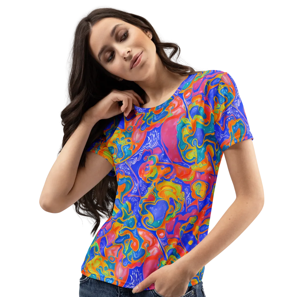 Flamewave Mosaic on Women's Crew Neck T-Shirt — Left Front