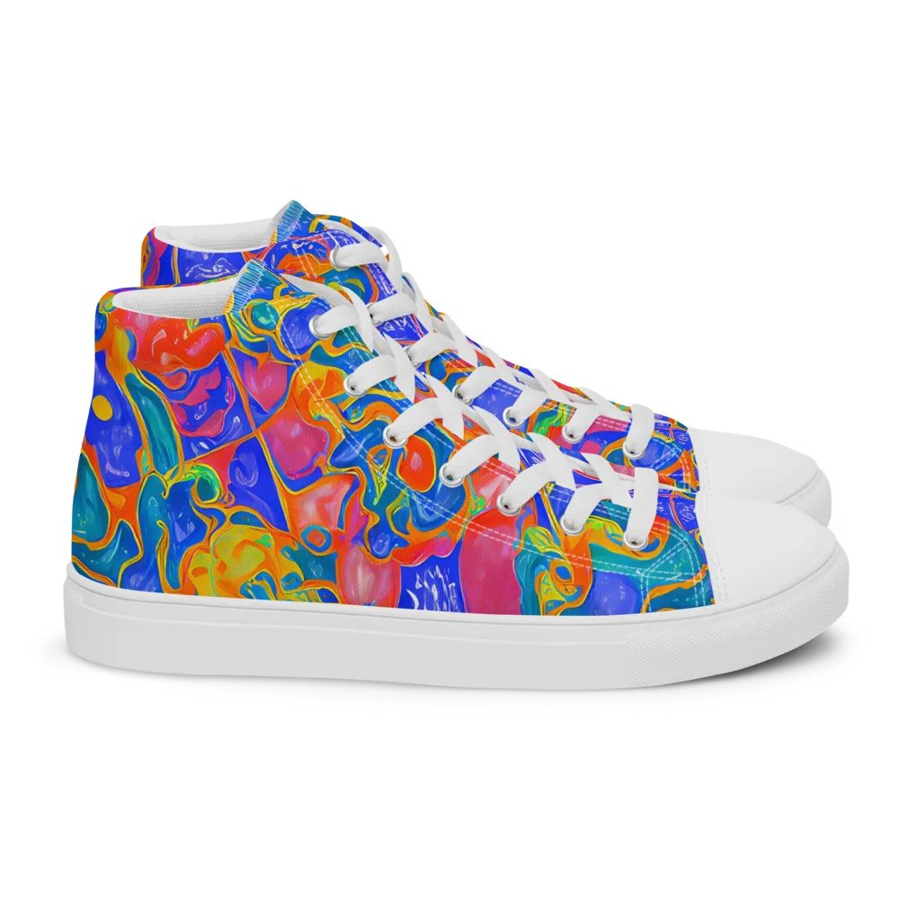 Flamewave Mosaic on Women's High Top Canvas Shoes — Right