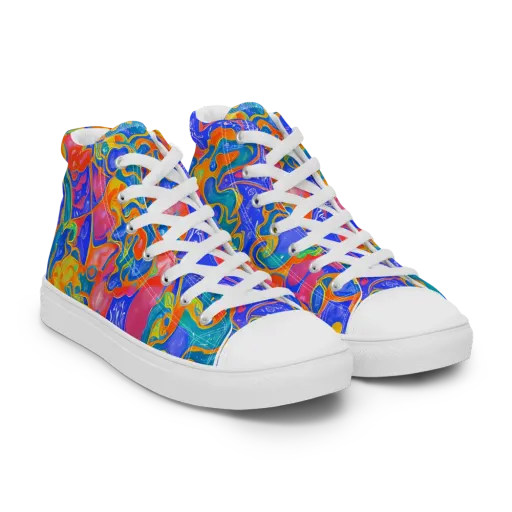 Flamewave Mosaic on a Women's High Top Canvas Shoes