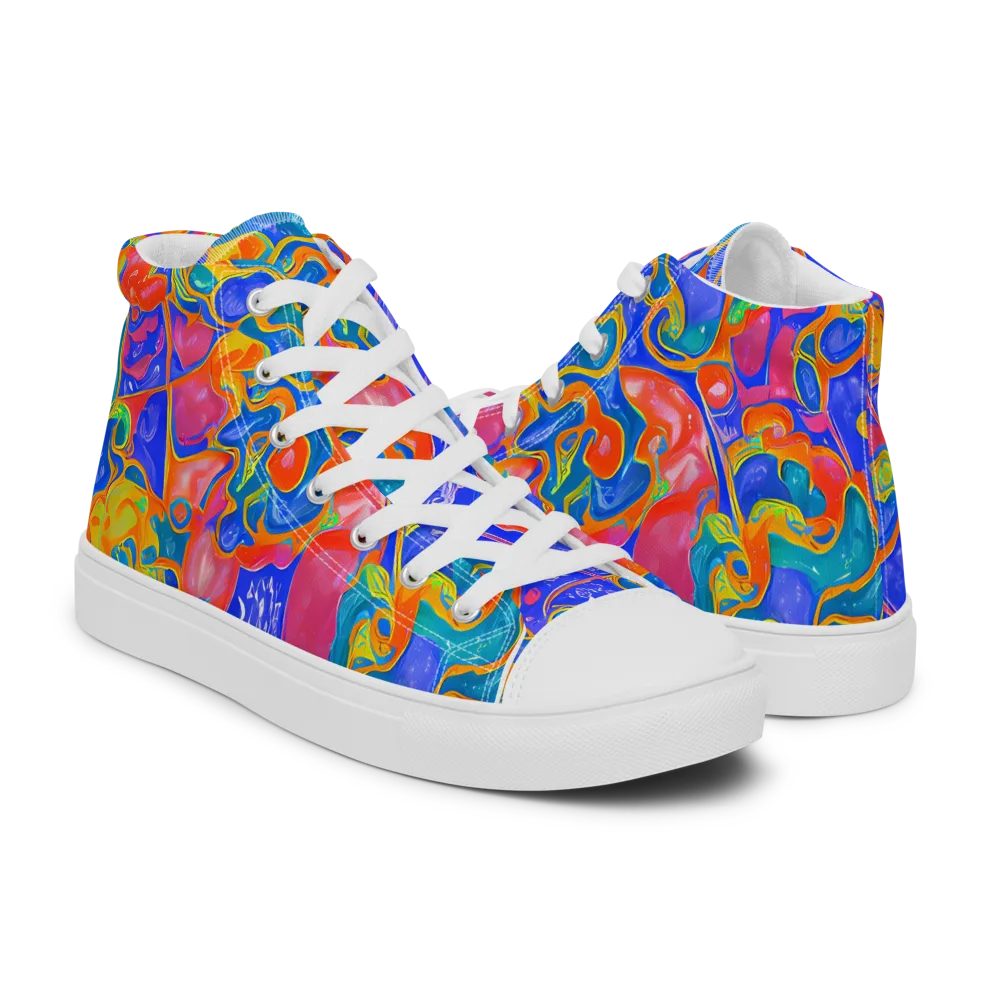 Flamewave Mosaic on Women's High Top Canvas Shoes — Right