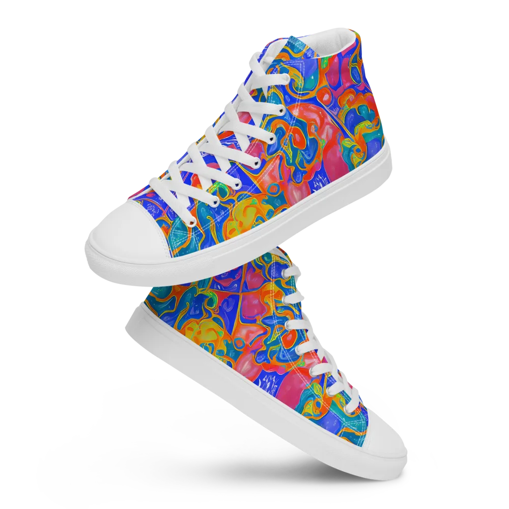 Flamewave Mosaic on Women's High Top Canvas Shoes — Front