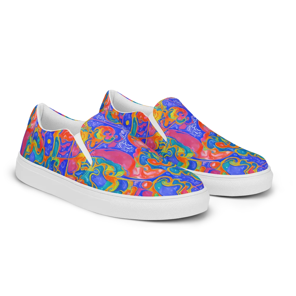 Flamewave Mosaic on Men's Slip-On Canvas Shoes — Right Front