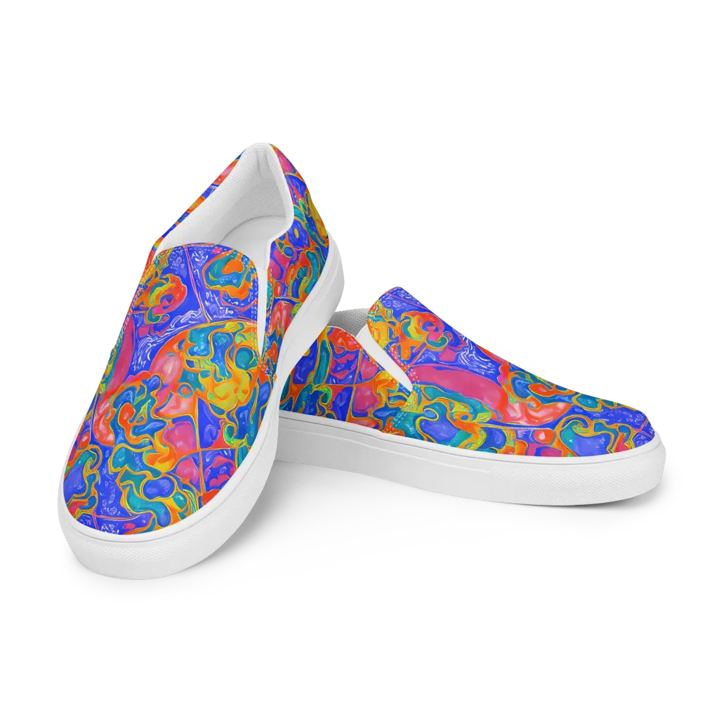 Flamewave Mosaic on Men's Slip-On Canvas Shoes — Left Front