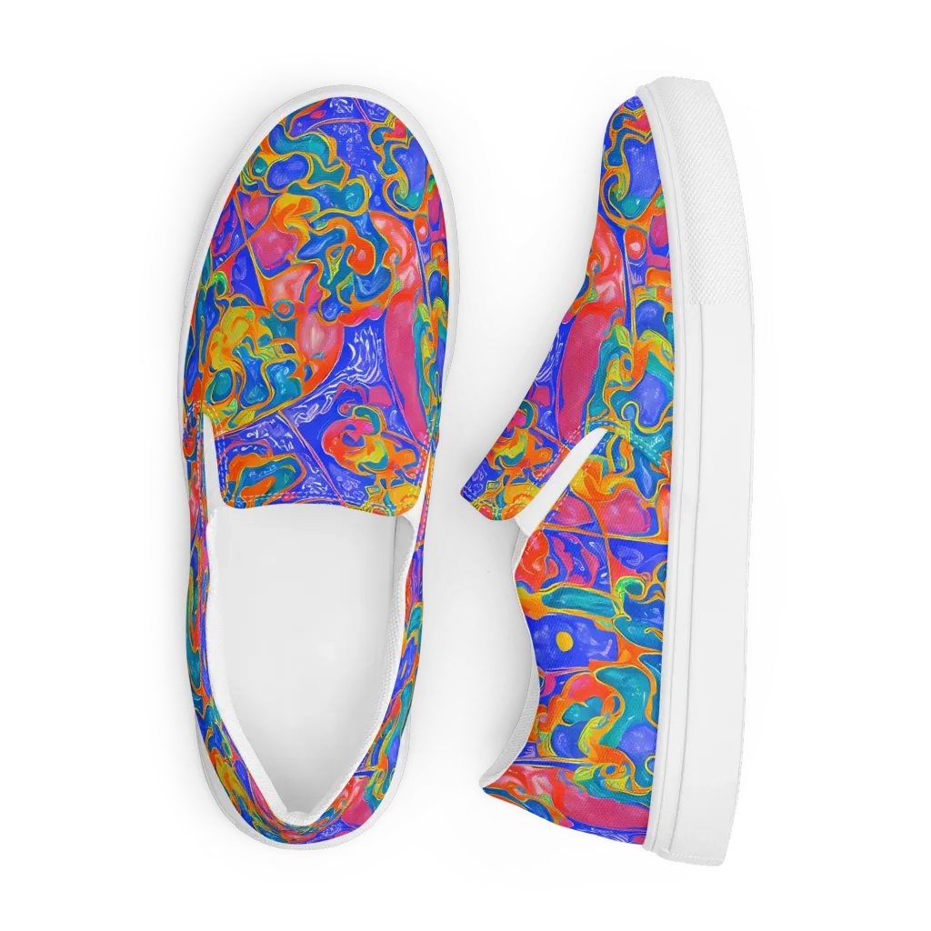 Flamewave Mosaic on Men's Slip-On Canvas Shoes — Front