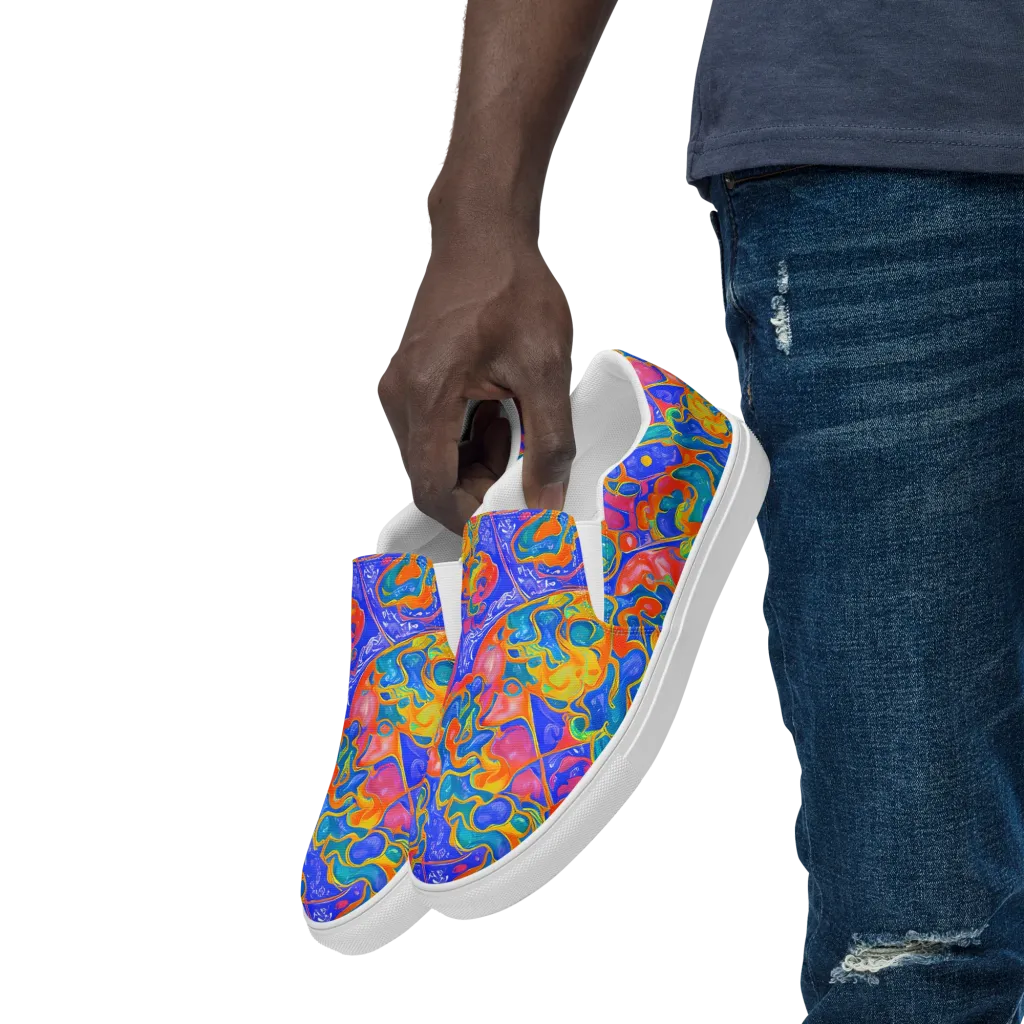 Flamewave Mosaic on Men's Slip-On Canvas Shoes — Left Front