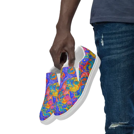 Flamewave Mosaic on a Men's Slip-On Canvas Shoes