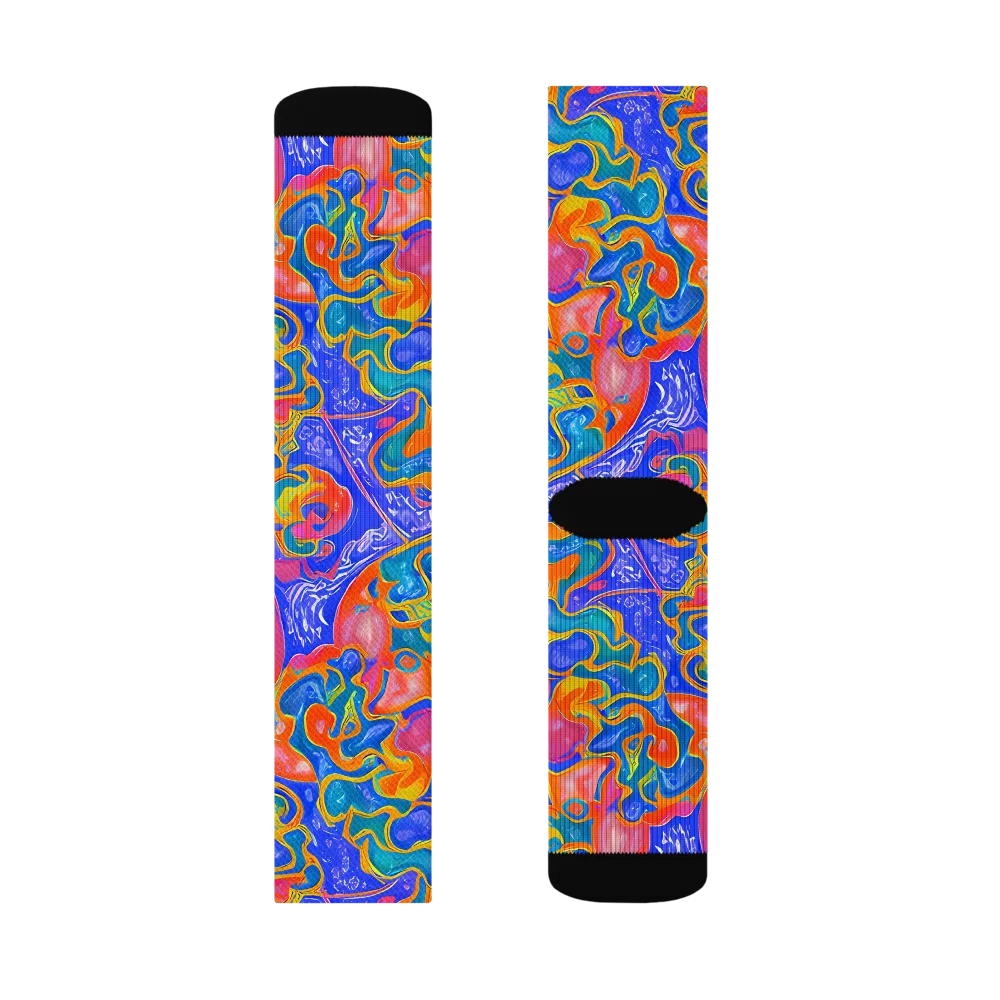 Flamewave Mosaic on Socks — Left Sock