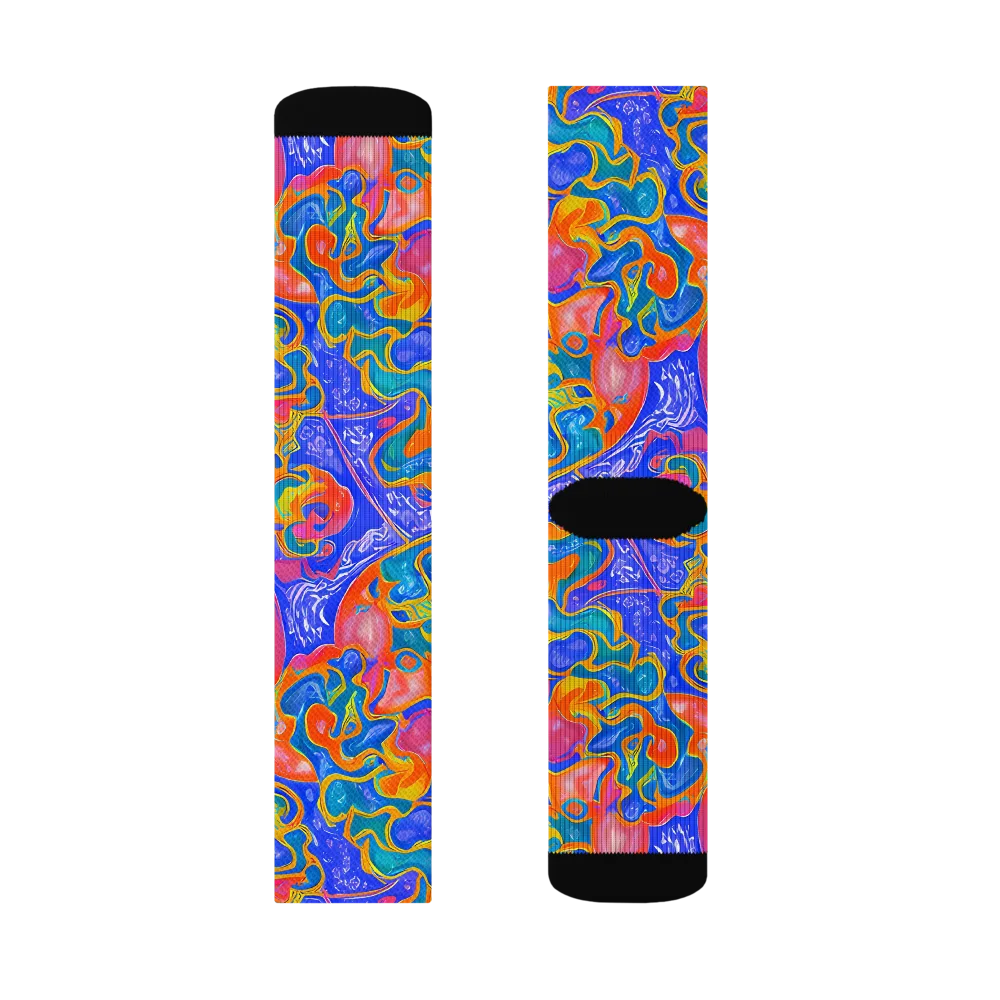 Flamewave Mosaic on Socks — Right Sock