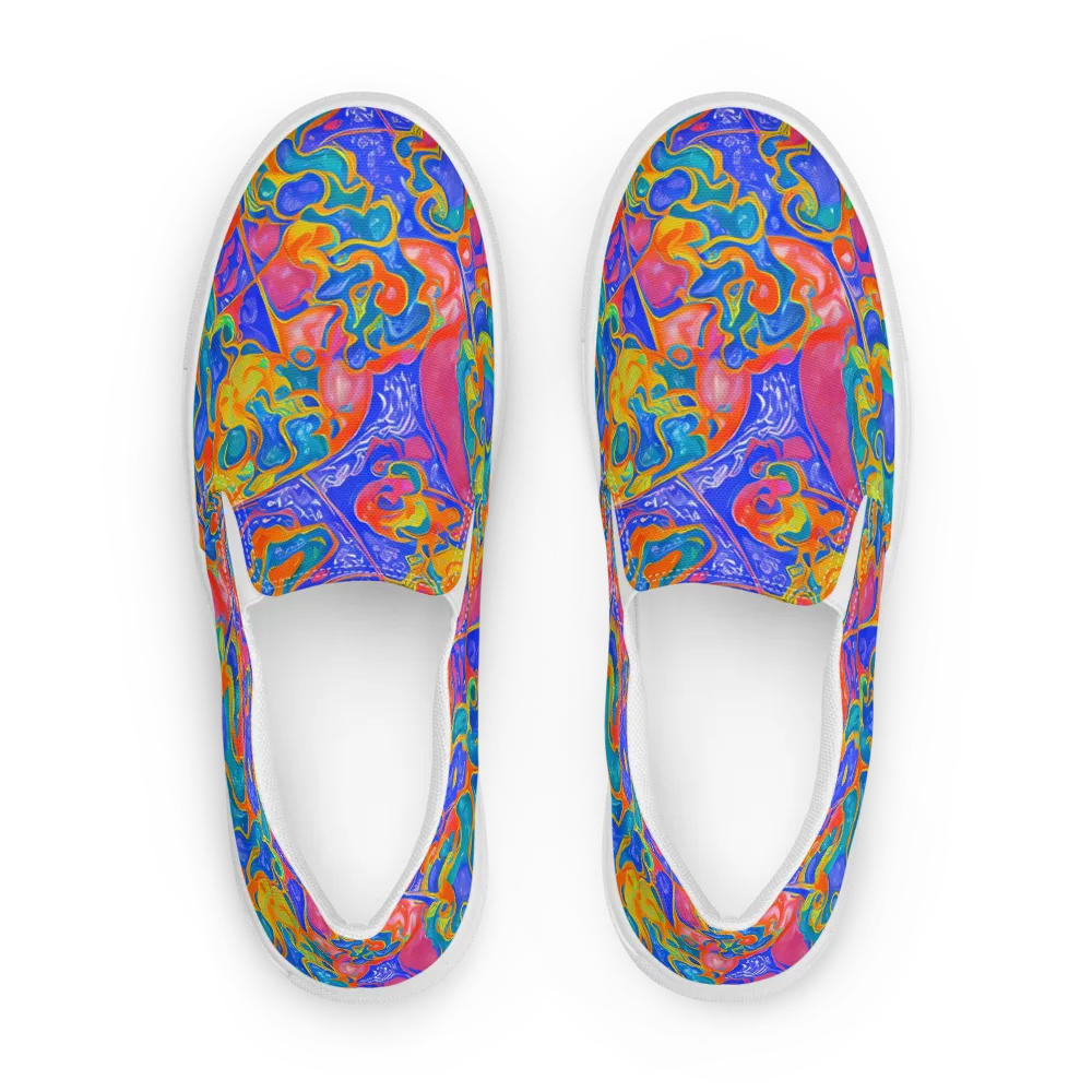 Flamewave Mosaic on Women's Slip-On Canvas Shoes — Front