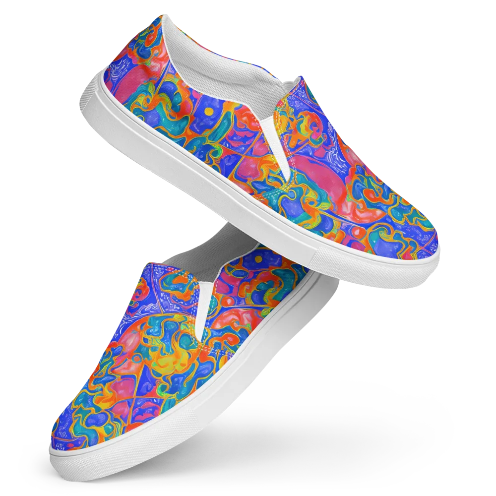 Flamewave Mosaic on Women's Slip-On Canvas Shoes — Front