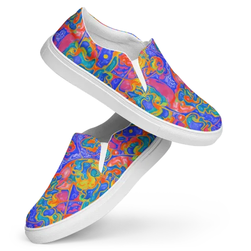 Flamewave Mosaic on a Women's Slip-On Canvas Shoes