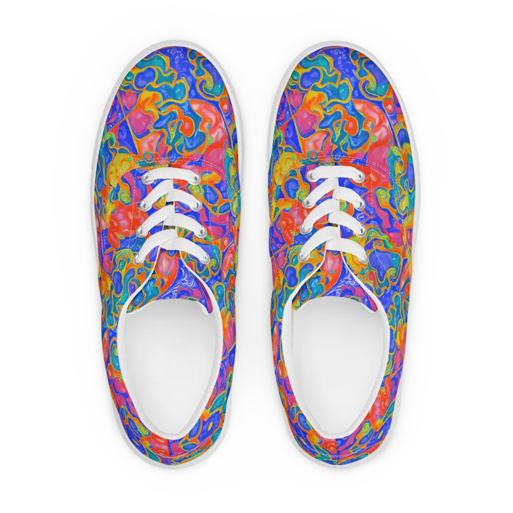 Flamewave Mosaic on Men's Lace-Up Canvas Shoes — Front