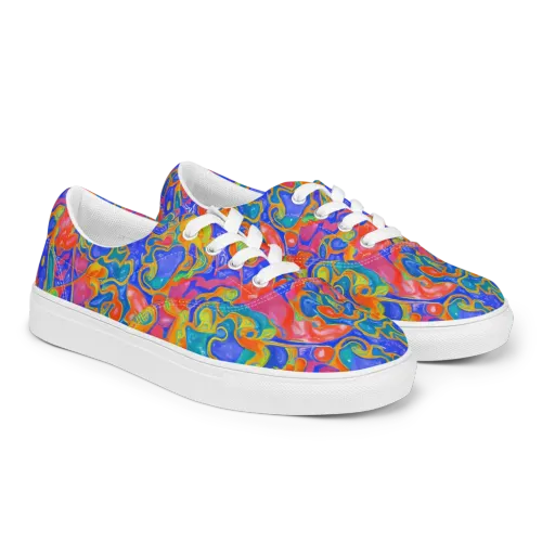 Flamewave Mosaic on a Men's Lace-Up Canvas Shoes