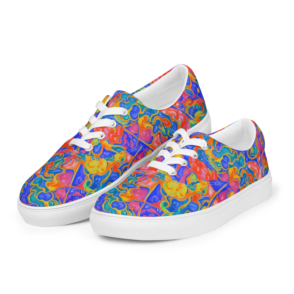 Flamewave Mosaic on Men's Lace-Up Canvas Shoes — Left Front