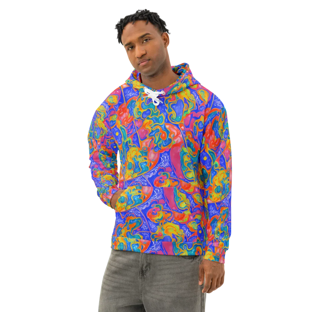 Flamewave Mosaic on Cotton Hoodie — Left Front