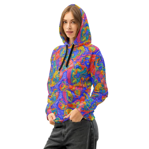 Flamewave Mosaic on a Cotton Hoodie