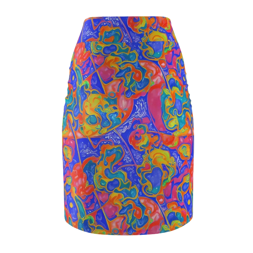 Flamewave Mosaic on Pencil Skirt — Back