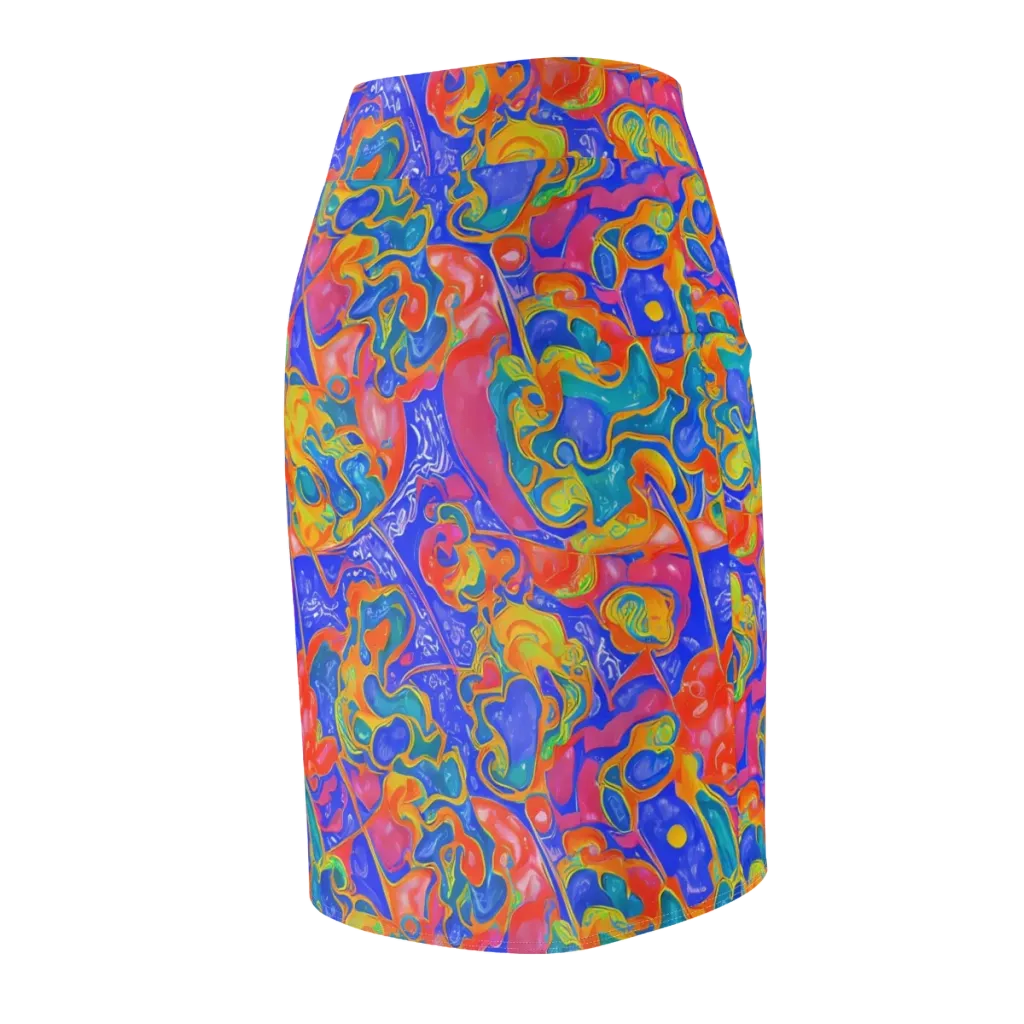 Flamewave Mosaic on Pencil Skirt — Back Side