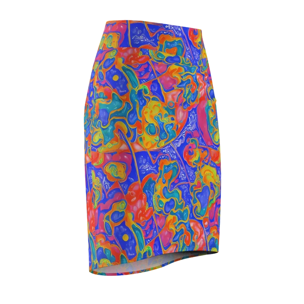 Flamewave Mosaic on Pencil Skirt — Front Side
