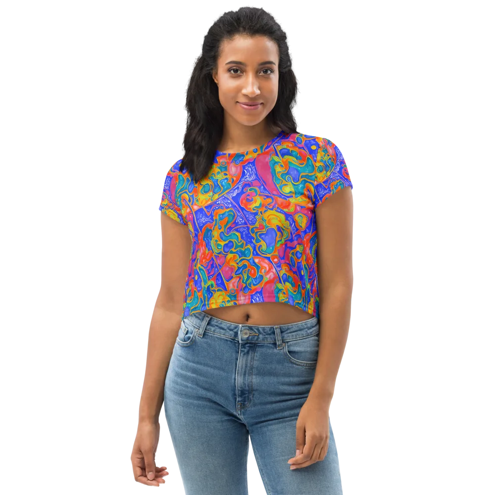 Flamewave Mosaic on Crop Tee — Front