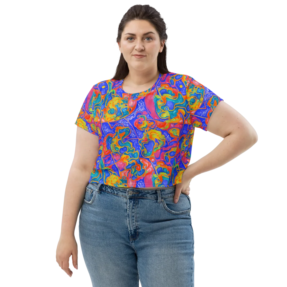 Flamewave Mosaic on Crop Tee — Front