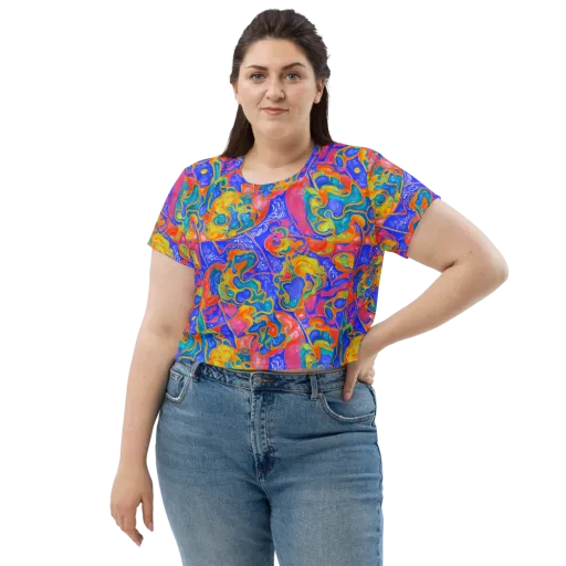 Flamewave Mosaic on a Crop Tee