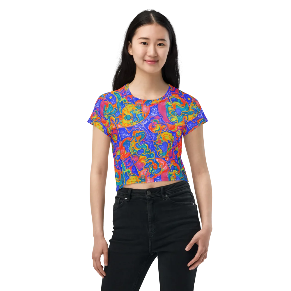 Flamewave Mosaic on Crop Tee — Front