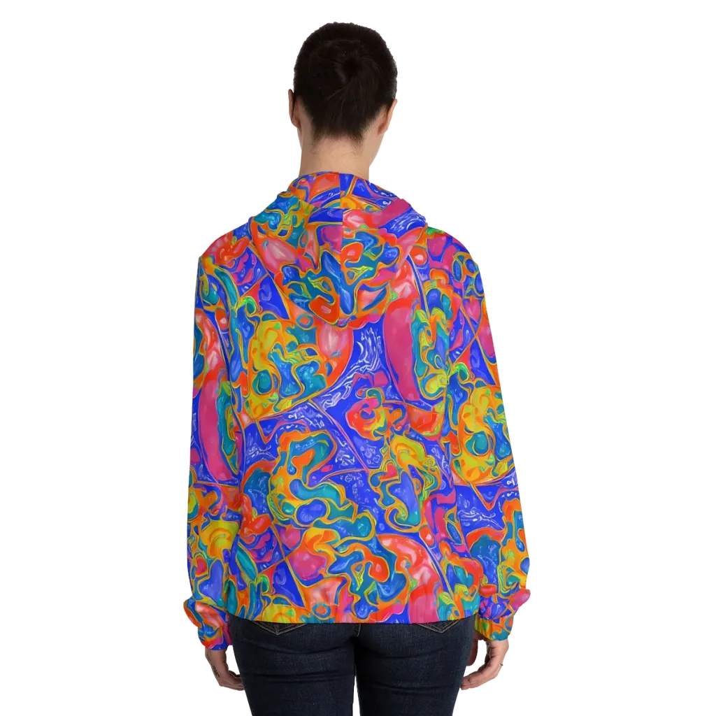 Flamewave Mosaic on Women's Full-Zip Hoodie — Back On Person