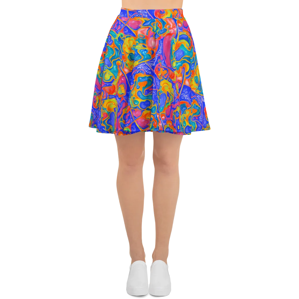 Flamewave Mosaic on Skater Skirt — Front