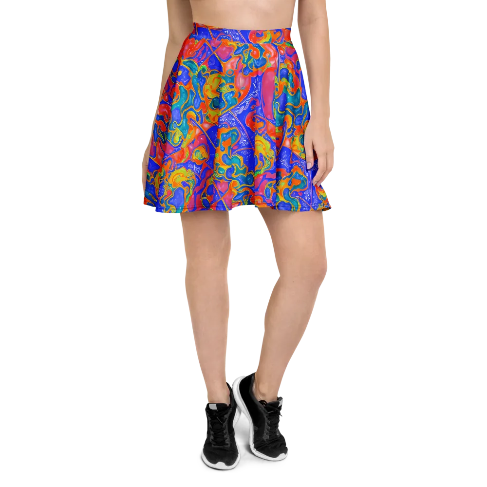 Flamewave Mosaic on Skater Skirt — Front