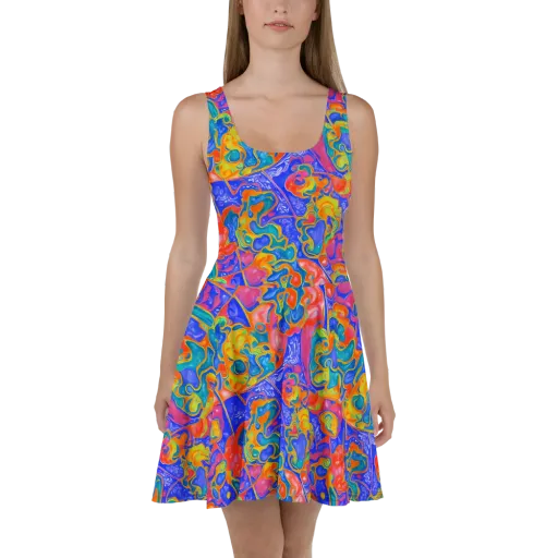 Flamewave Mosaic on a Skater Dress