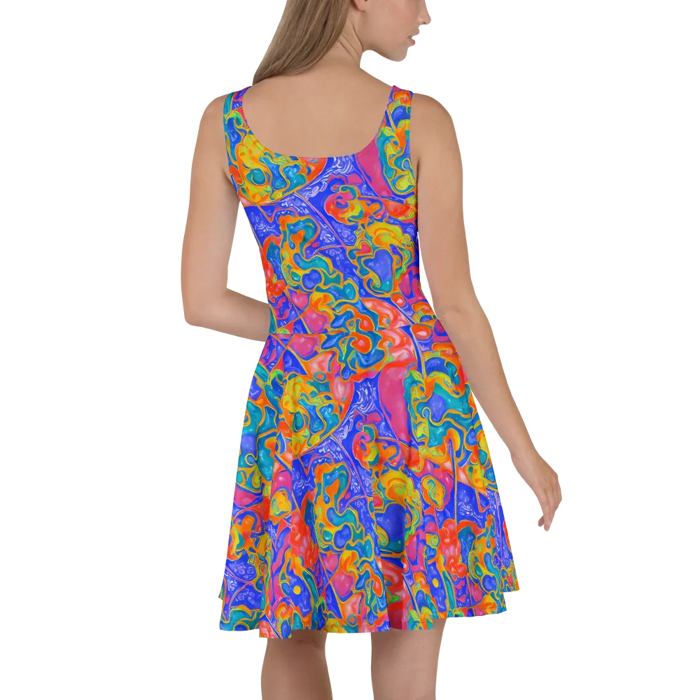 Flamewave Mosaic on Skater Dress — Back